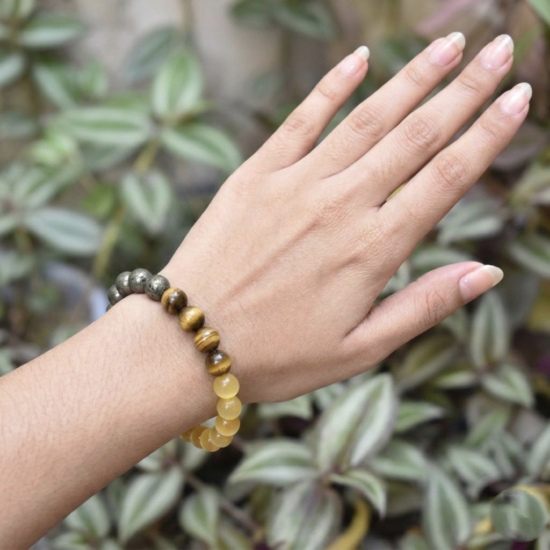 Triple Protection Bracelet ( pyrite - tiger eye - cat's eye )